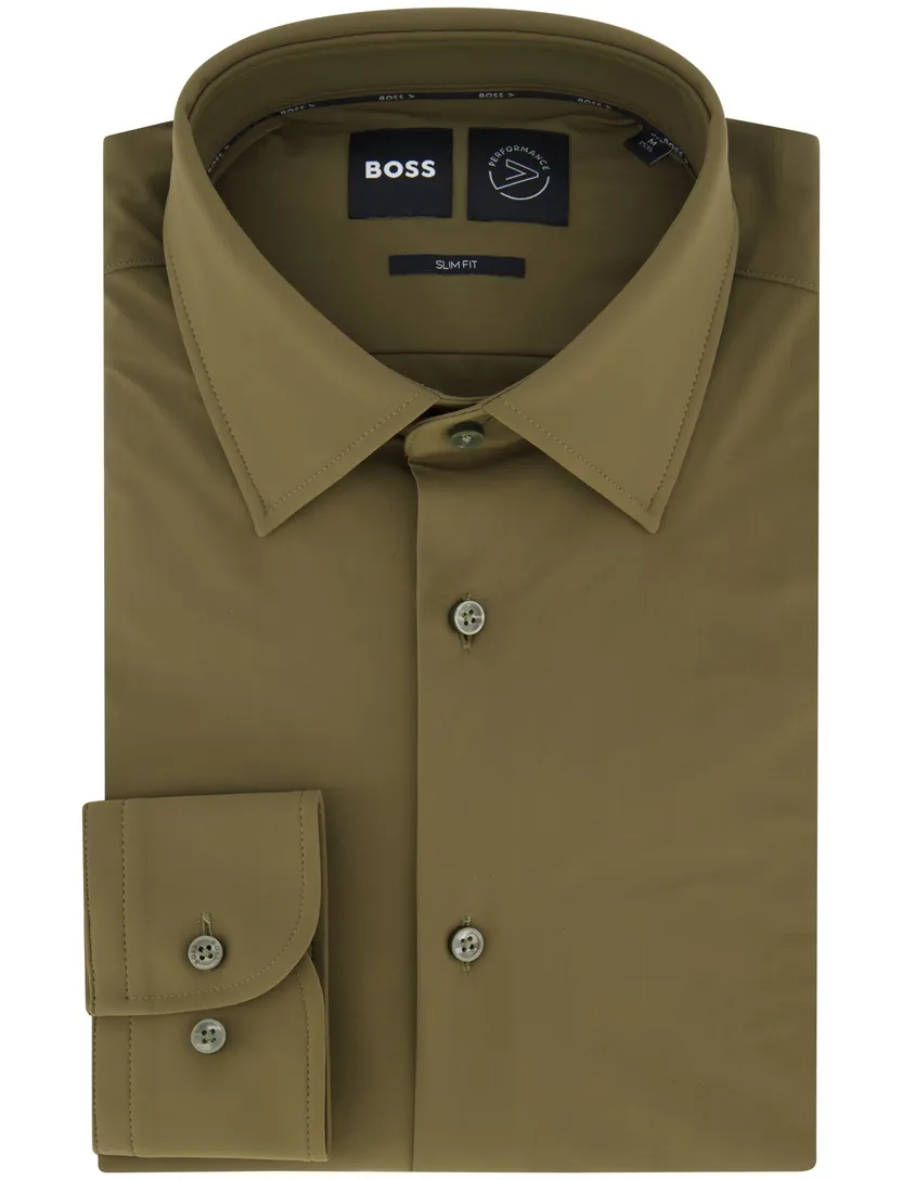 Boss Black P-Hank overhemd groen effen ml7 slim fit