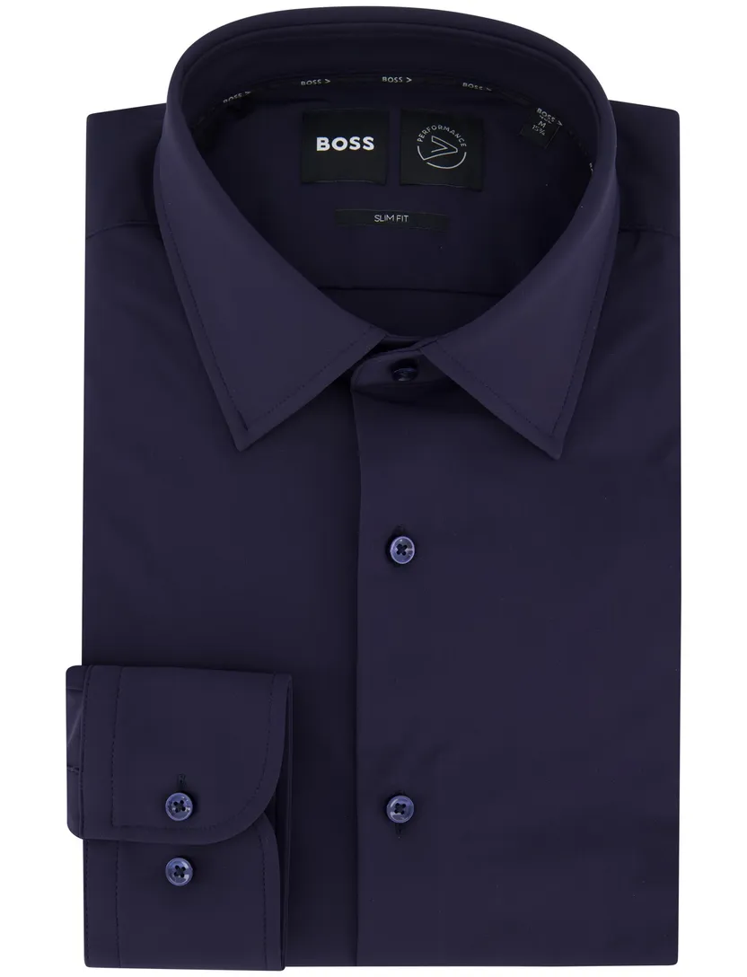 Boss Black P-Hank overhemd donkerblauw ml7 semi-wide collar