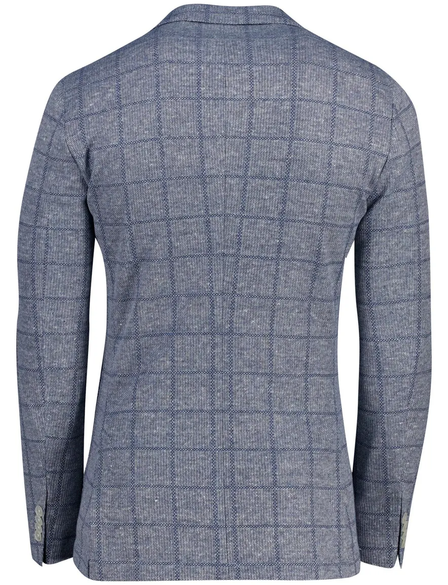 colbert Boss Black geruit blauw slim fit