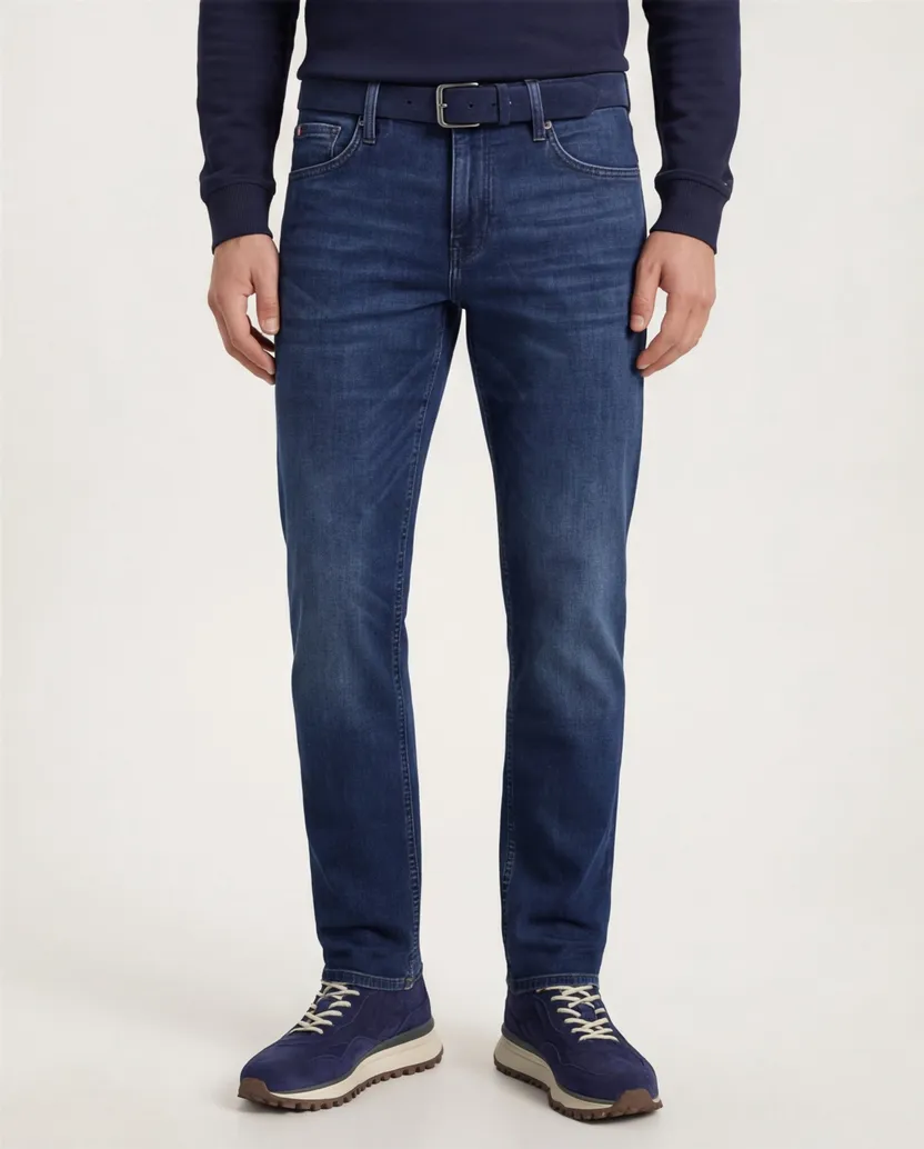 Tommy Hilfiger Denton straight fit 5-p jeans blauw katoen
