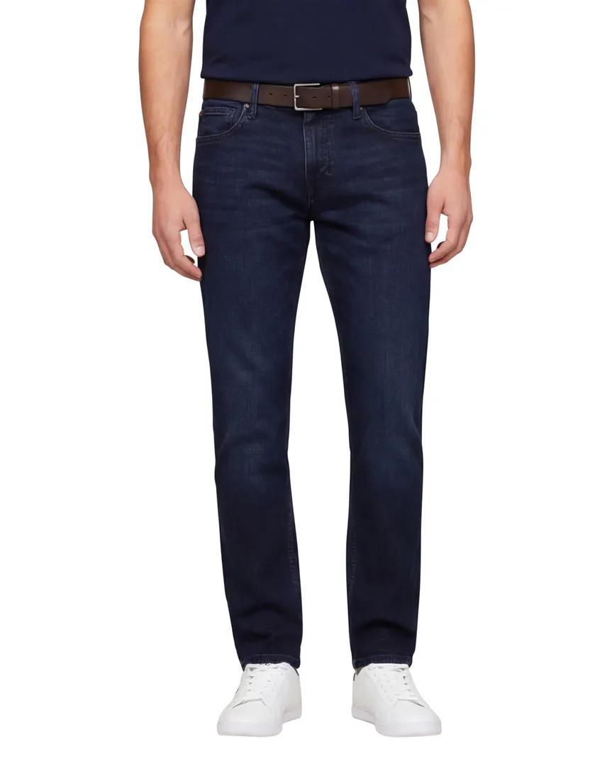 Tommy Hilfiger Denton straight fit 5-p jeans donkerblauw effen zonder omslag