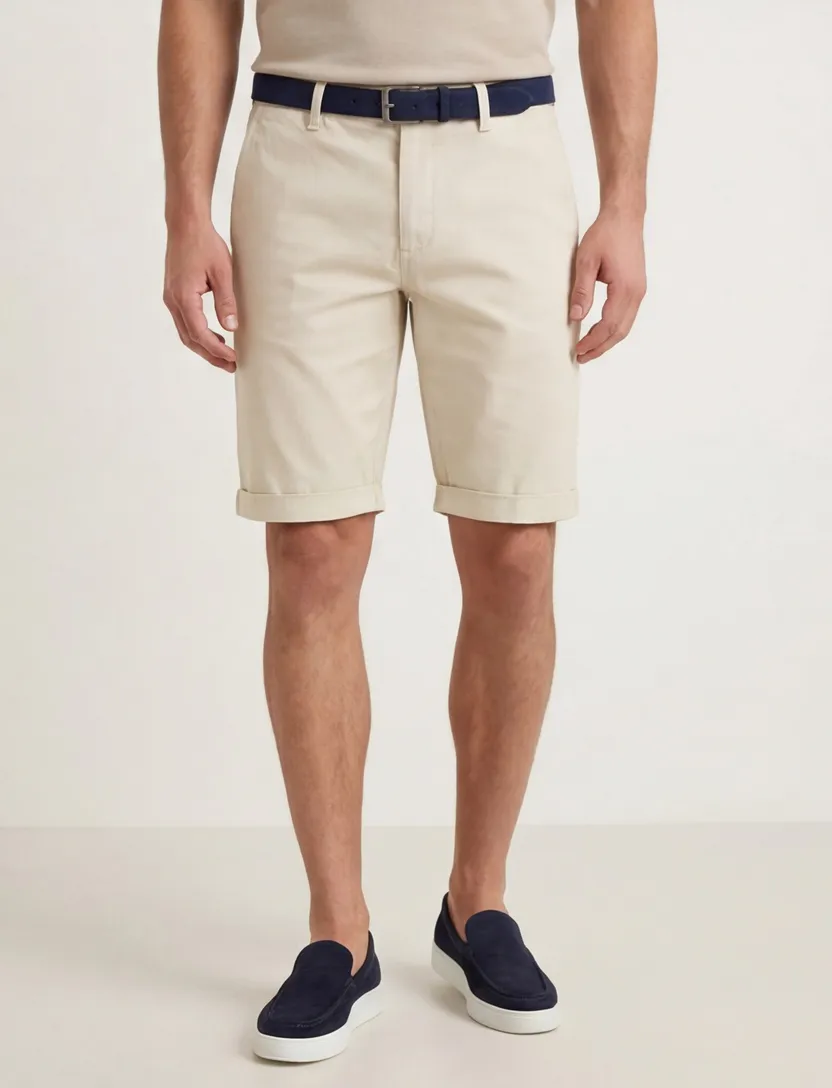 Alberto rob-k slim fit bermuda creme katoen