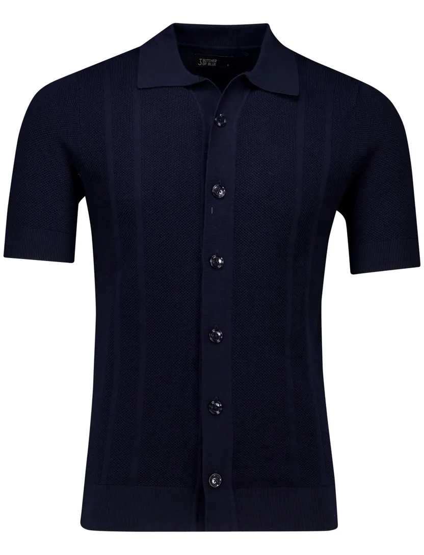 Butcher of Blue Ripley knit overshirt donkerblauw katoen