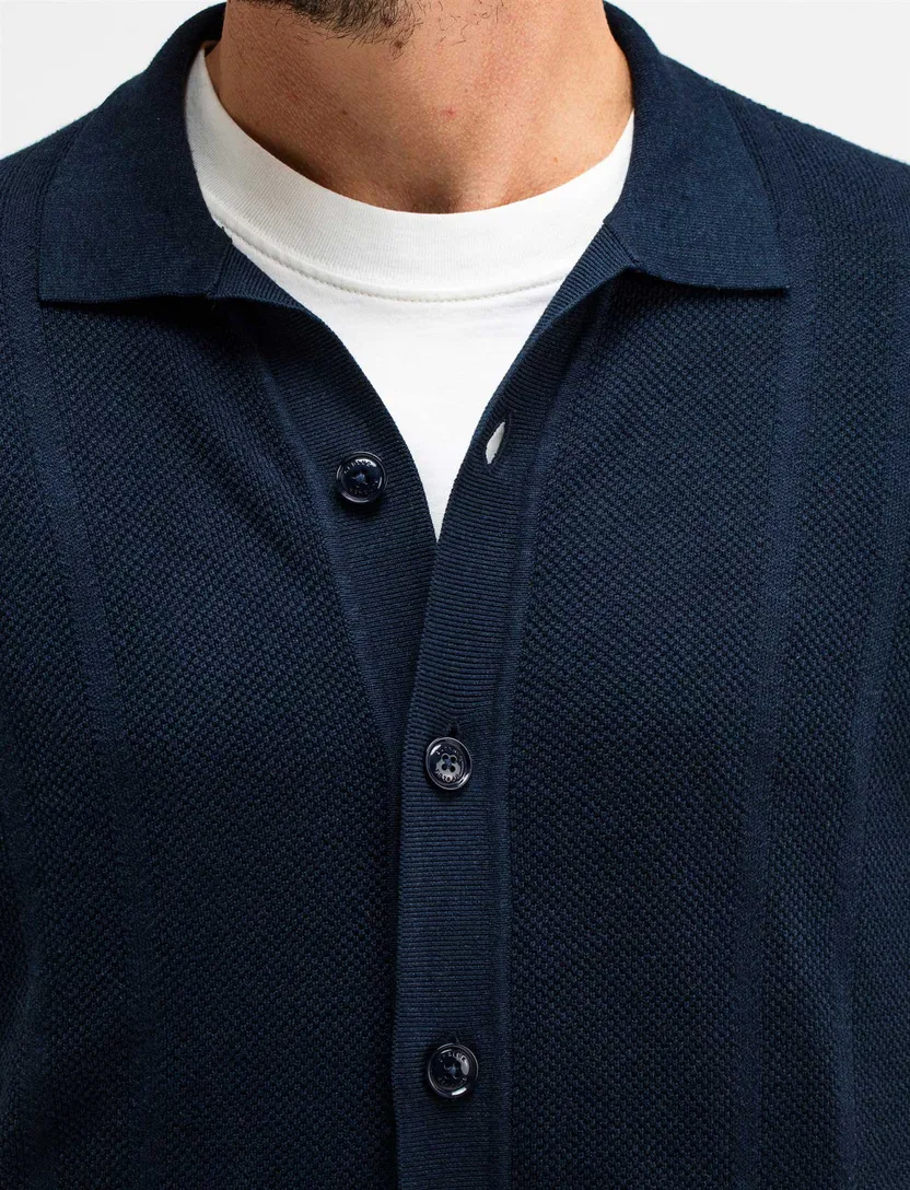 Butcher of Blue Ripley knit overshirt donkerblauw katoen