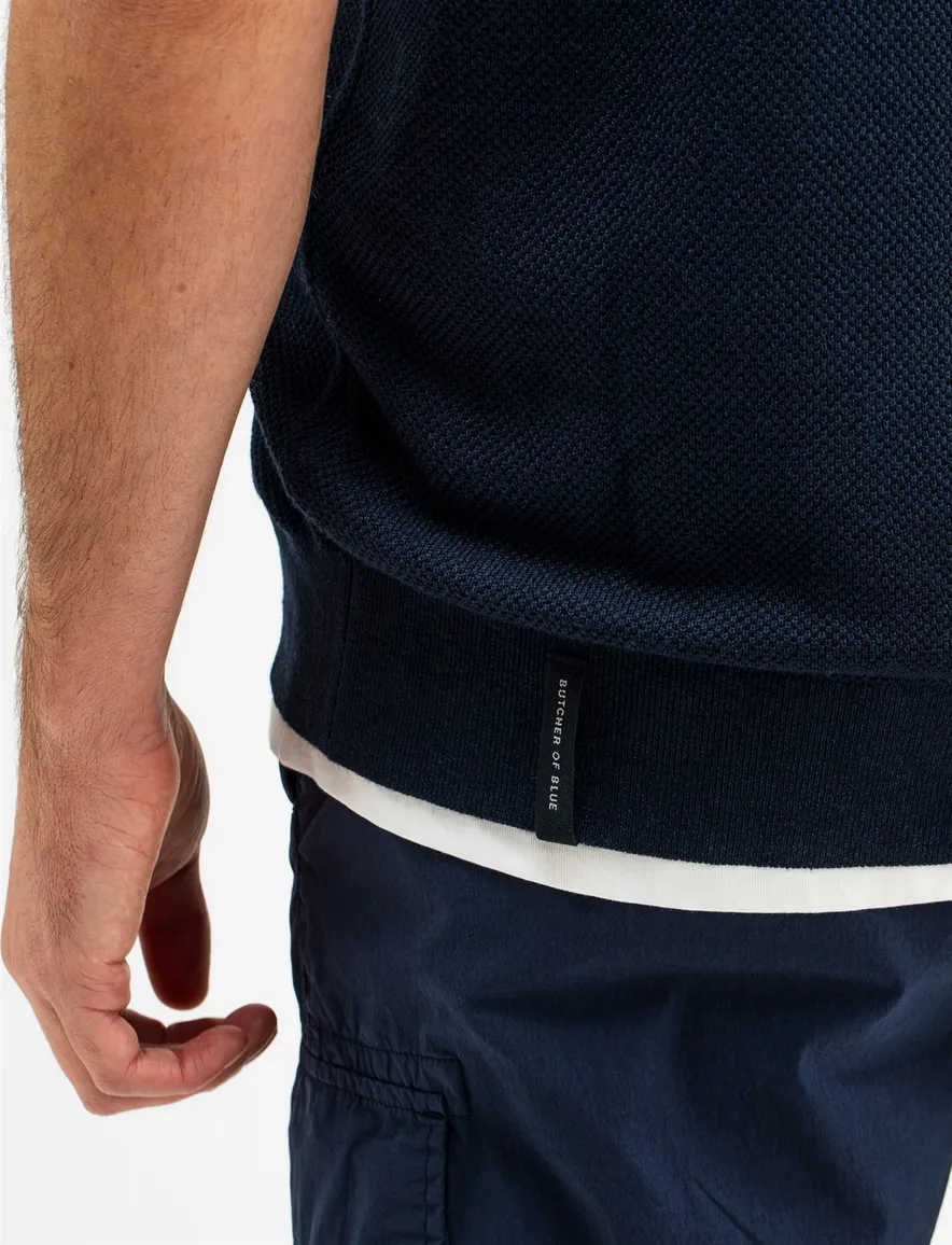 Butcher of Blue Ripley knit polo donkerblauw