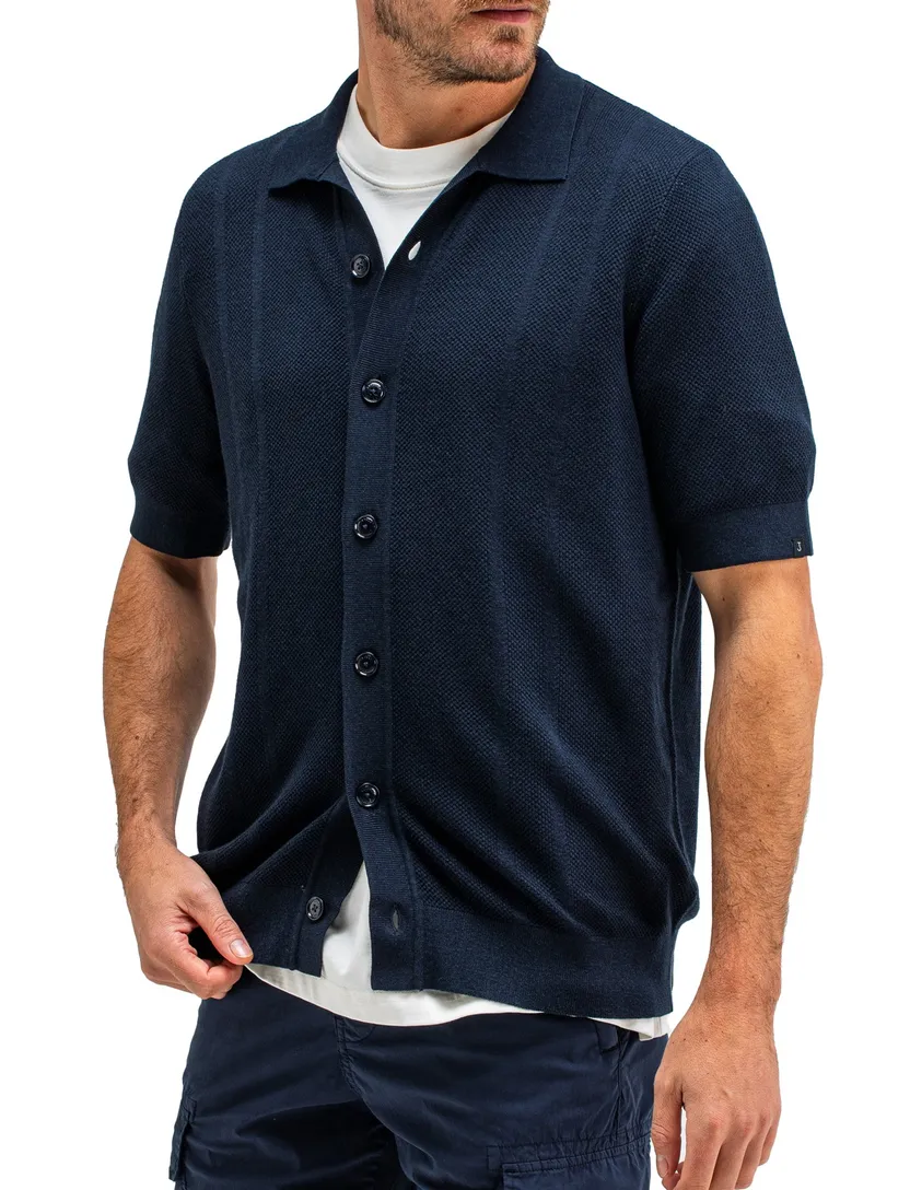 Butcher of Blue Ripley knit overshirt donkerblauw katoen