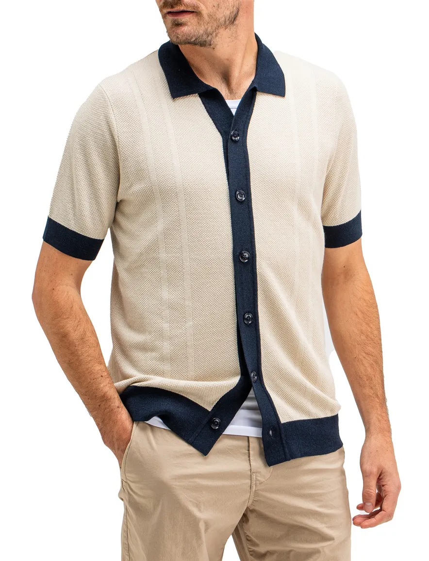 Butcher of Blue overhemd beige knitted