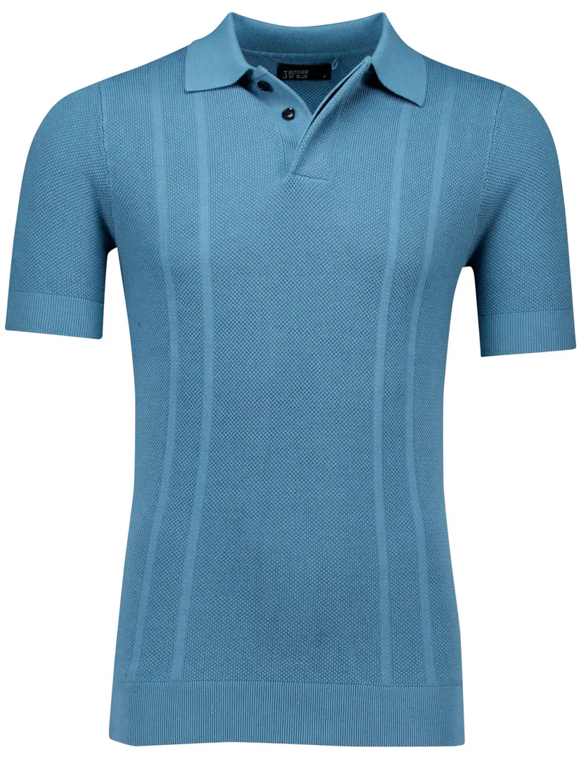 Butcher of Blue Ripley knit polo blauw katoen 2-knoops