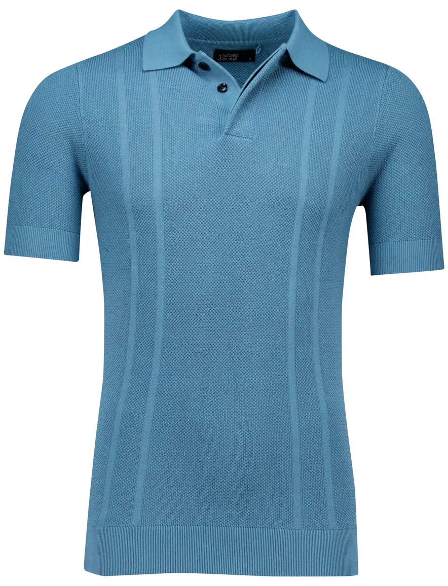 Butcher of Blue Ripley knit polo blauw katoen effen