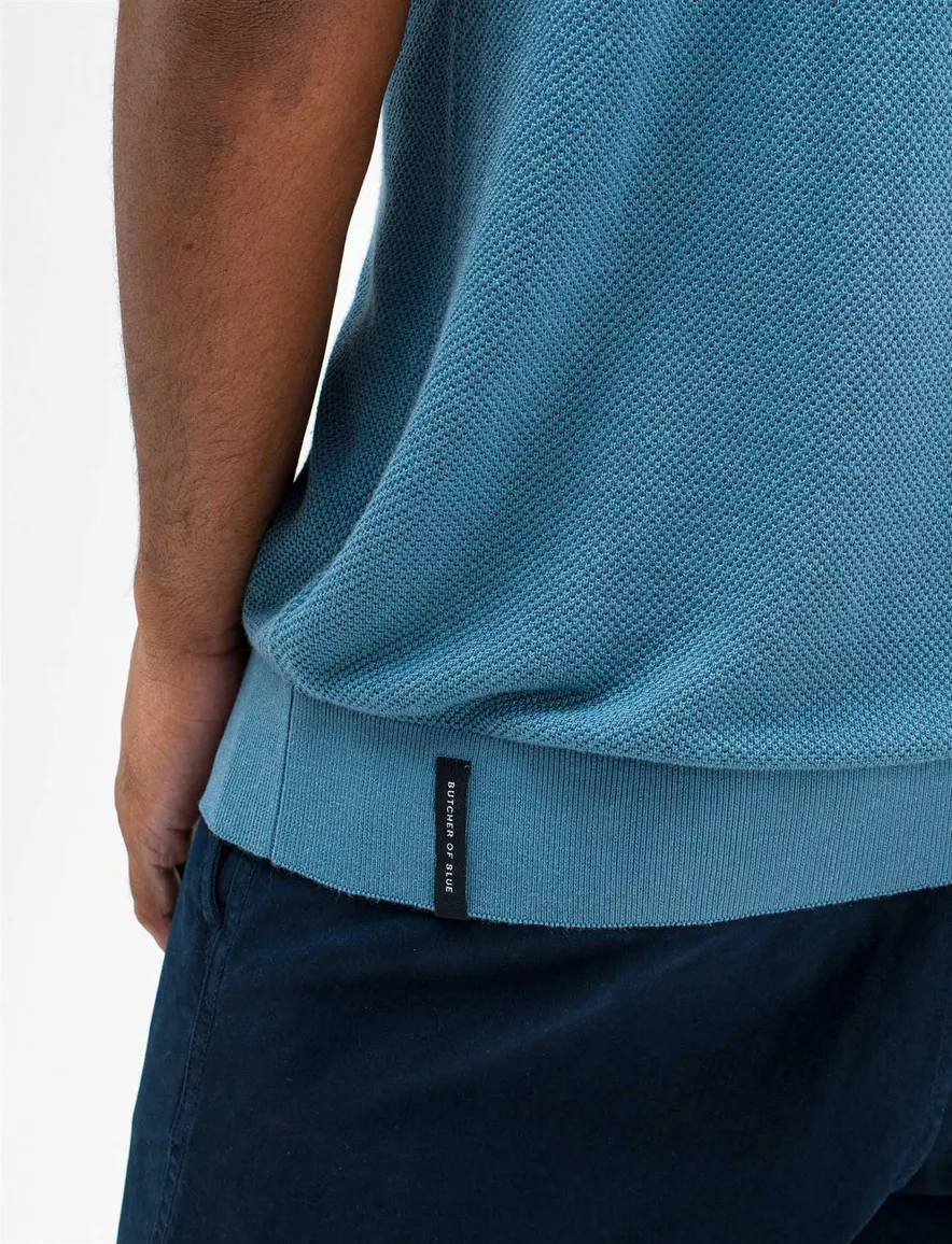 Butcher of Blue Ripley knit polo blauw katoen