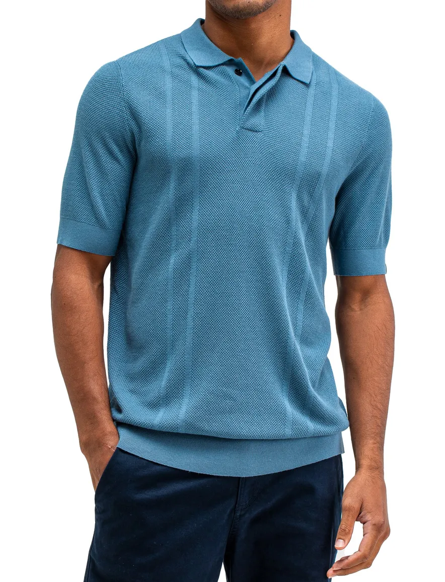 Butcher of Blue Ripley knit polo blauw katoen