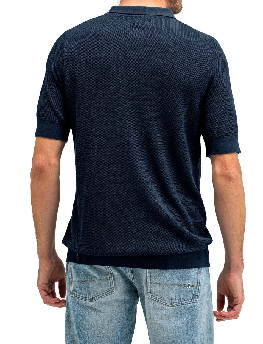 Butcher of Blue Ripley knit polo donkerblauw
