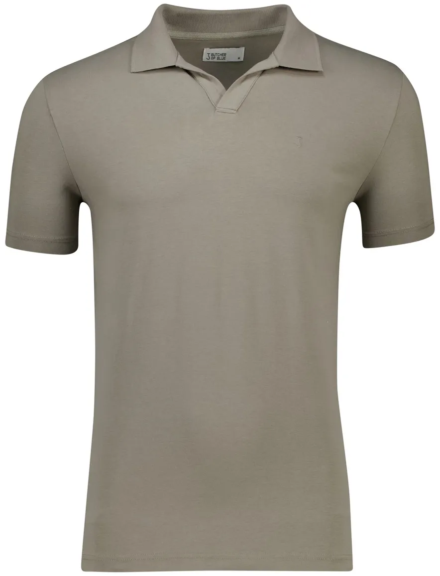 Butcher of Blue polo groen effen jersey normale fit katoen