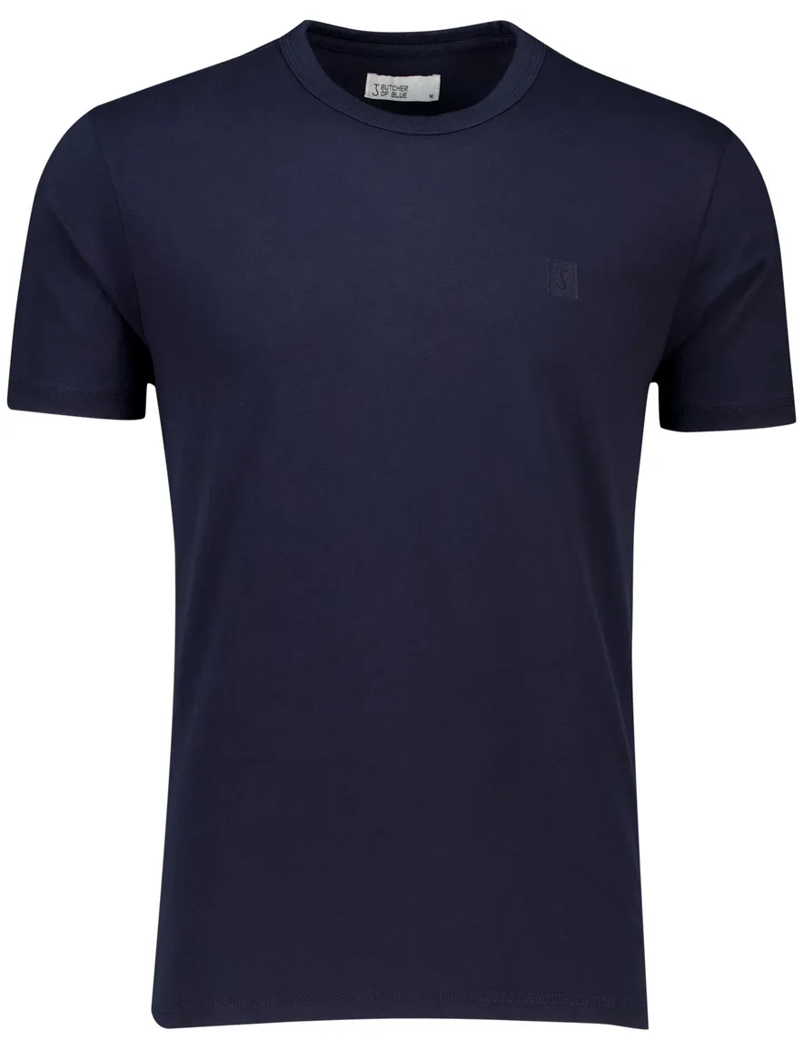 Butcher of Blue T-shirt donkerblauw effen