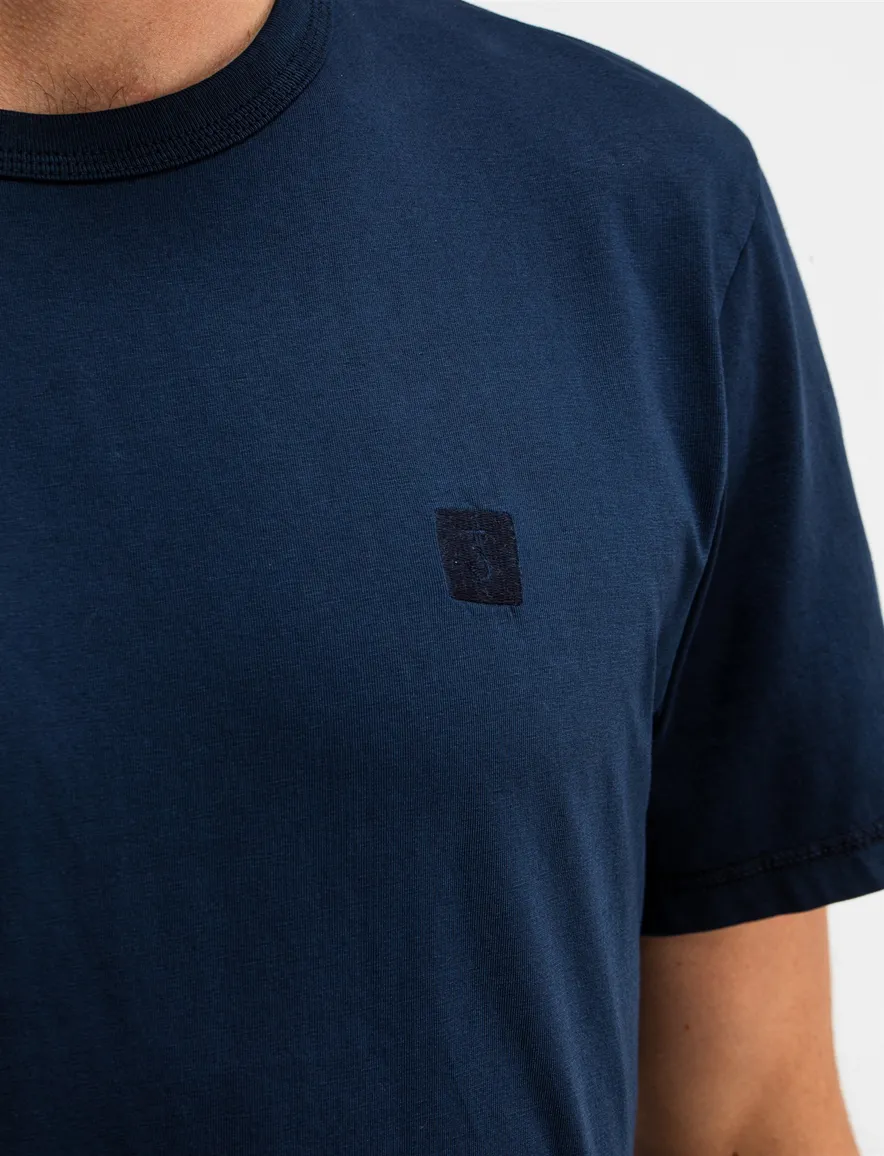 Butcher of Blue T-shirt donkerblauw effen