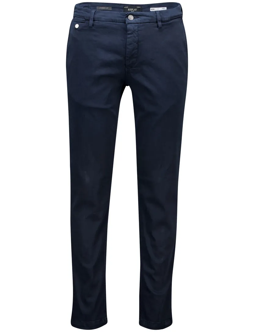 Replay chino Benni donkerblauw hyperflex katoen