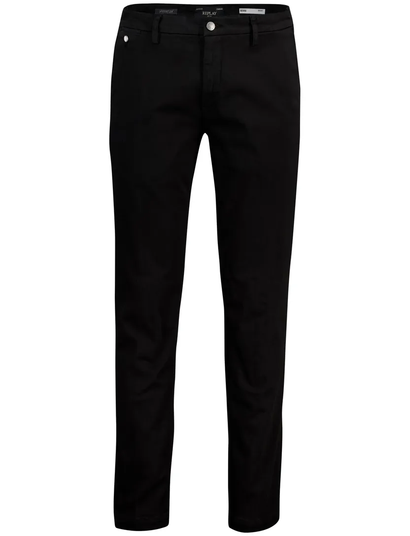katoenen Replay Hyperflex Benni zwart regular fit