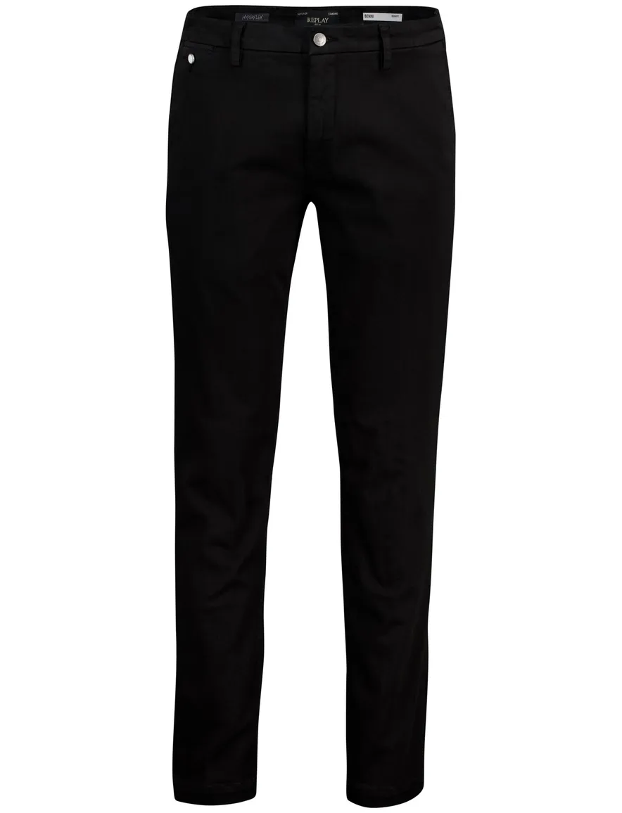 Replay Hyperflex chino Benni zwart regular fit