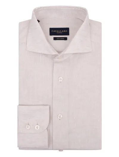 Cavallaro Cavallaro Firento beige effen linnen slim fit widespread