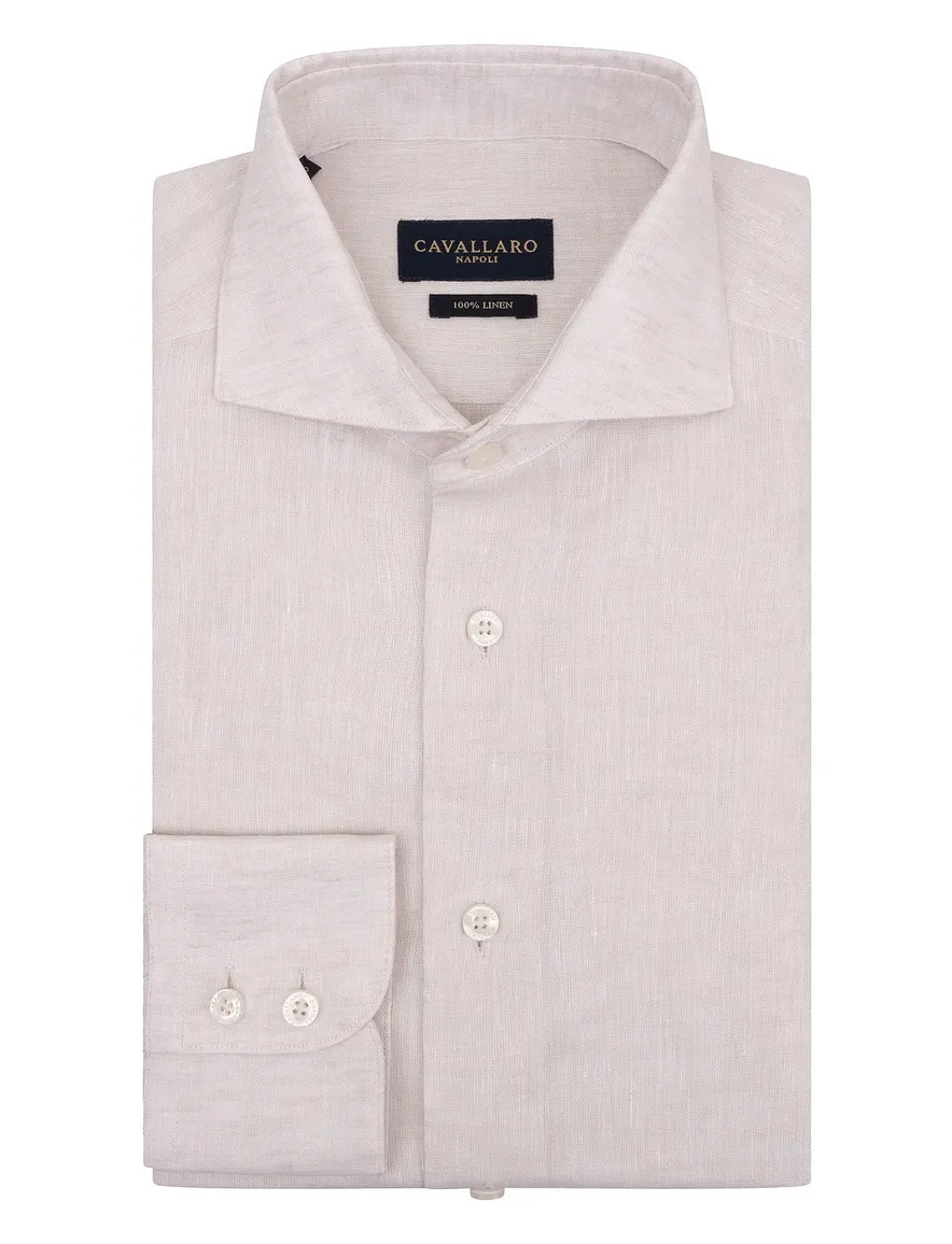 Cavallaro Firento beige linnen slim fit