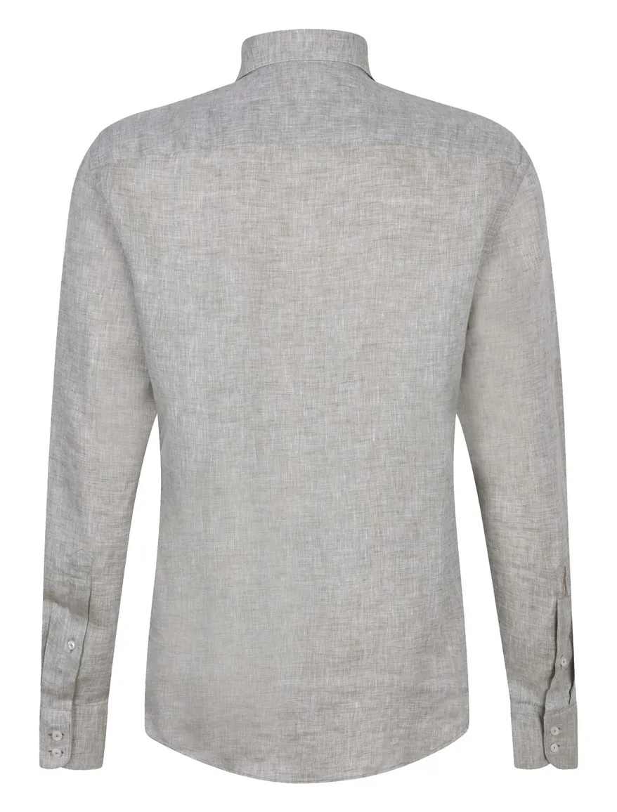Cavallaro Firento groen effen overhemd slim fit linnen