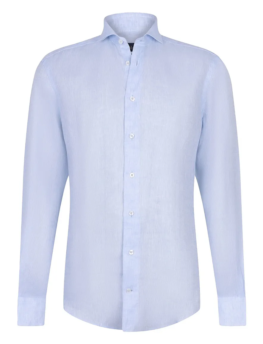 Cavallaro Firento effen lichtblauw overhemd linnen slim fit