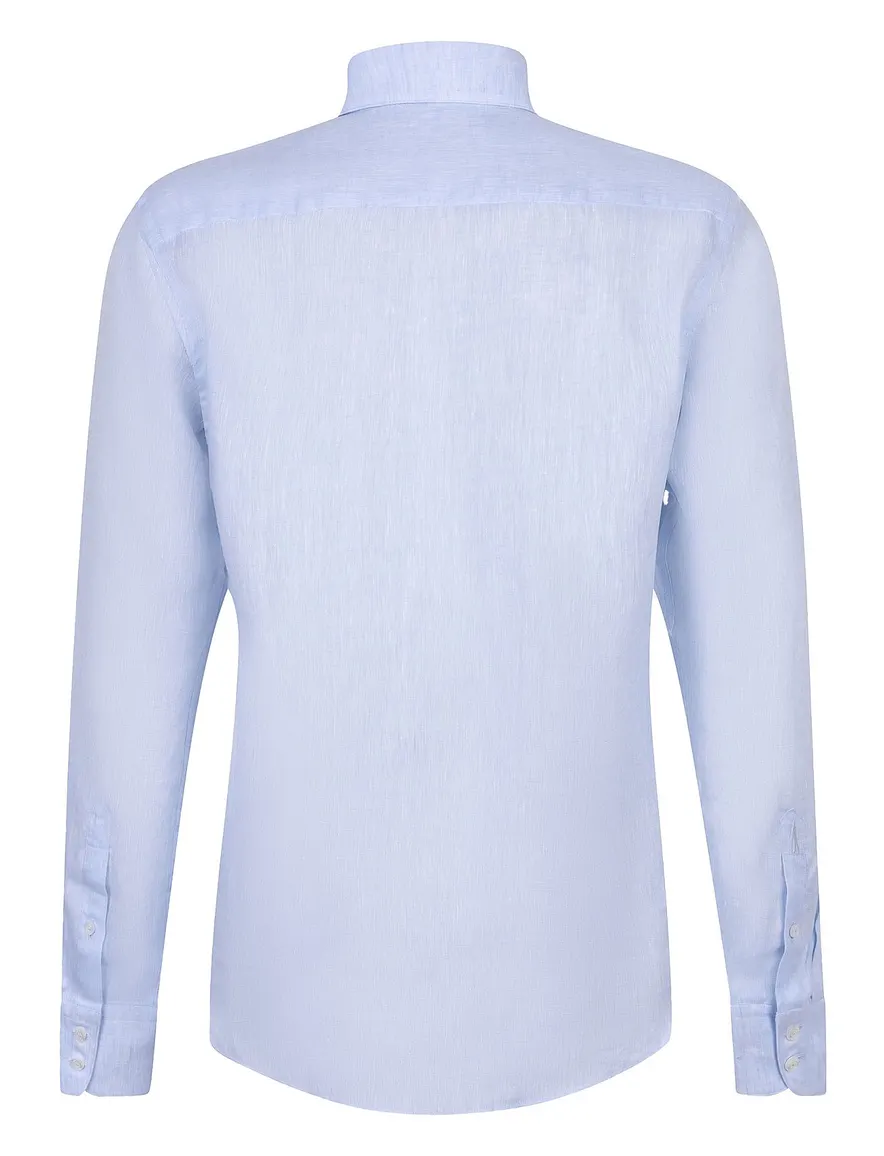 Cavallaro Firento effen lichtblauw overhemd linnen slim fit