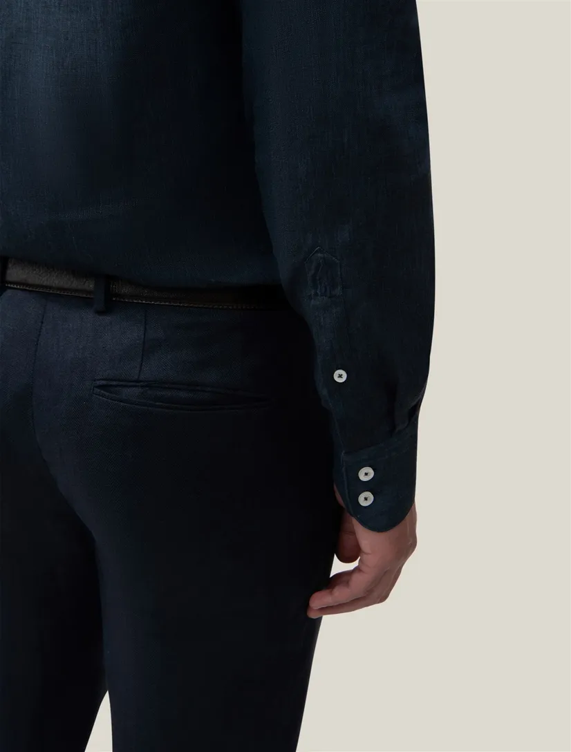 Cavallaro Firento overhemd donkerblauw effen widespread