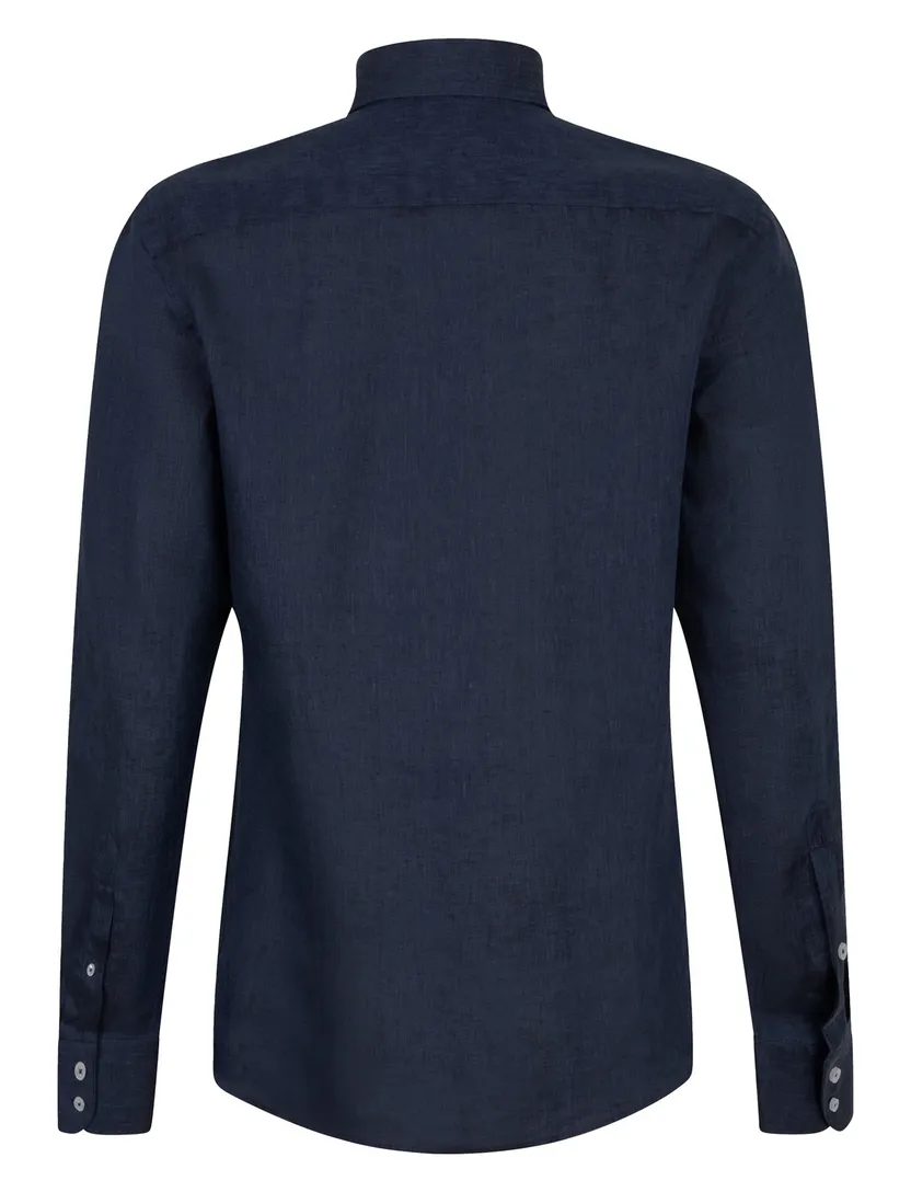Cavallaro overhemd mouwlengte 7 donkerblauw slim fit