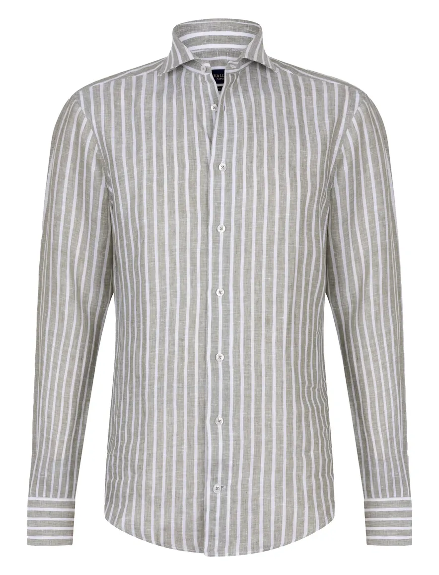 Cavallaro Vittorio gestreept groen mouwlengte 7 slim fit