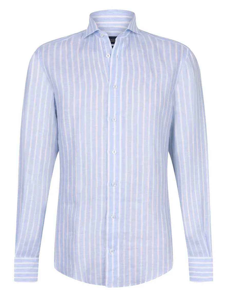 Cavallaro Vittorio blauw wit overhemd gestreept slim fit