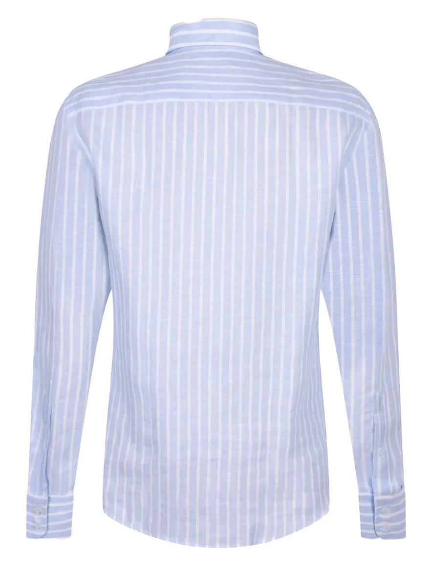 Cavallaro Vittorio blauw wit overhemd gestreept slim fit
