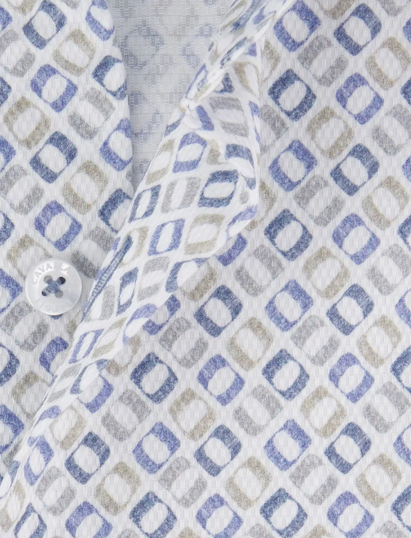 Cavallaro Midoti overhemd blauw printje katoen