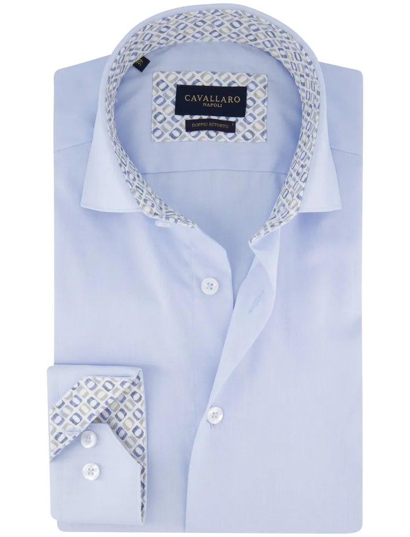 Cavallaro Ferrio overhemd lichtblauw semi wide collar