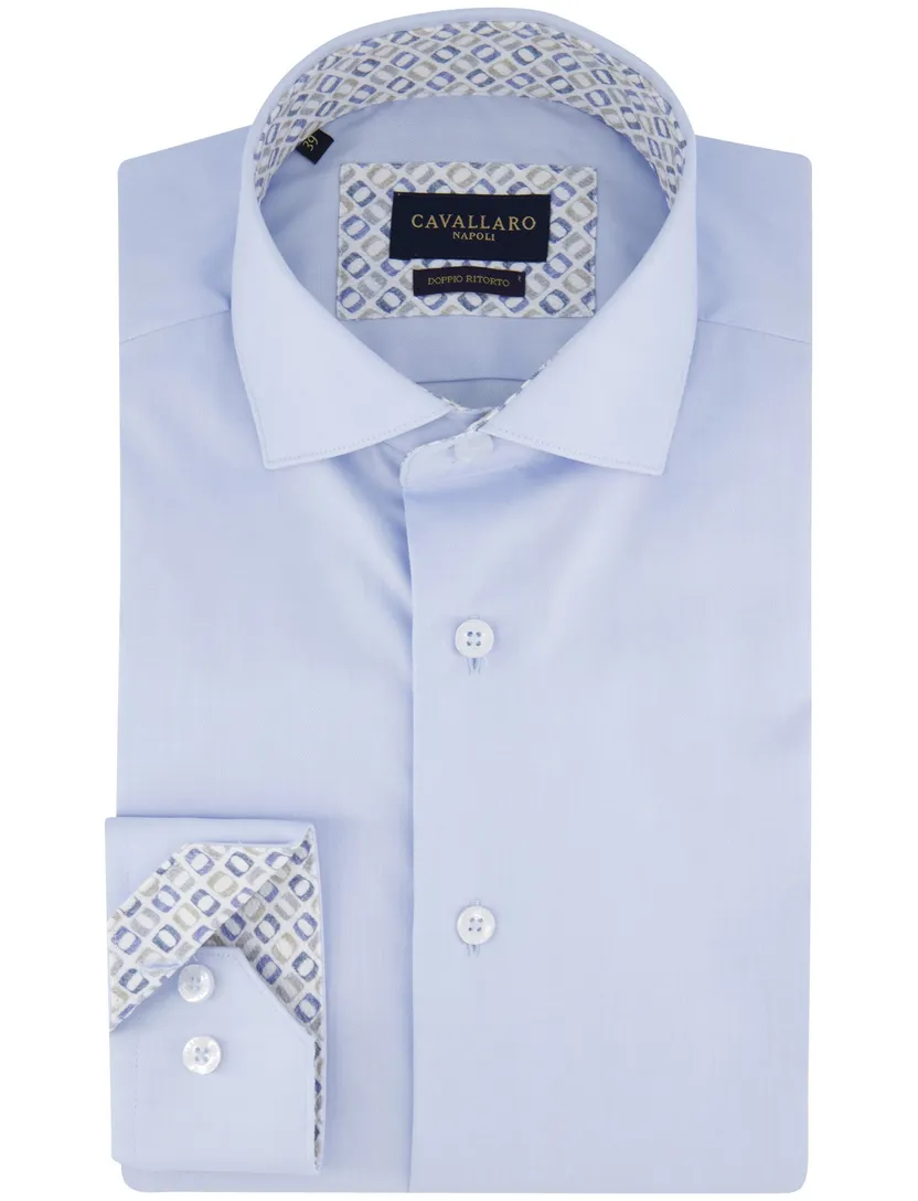 Cavallaro Ferrio overhemd lichtblauw semi wide collar