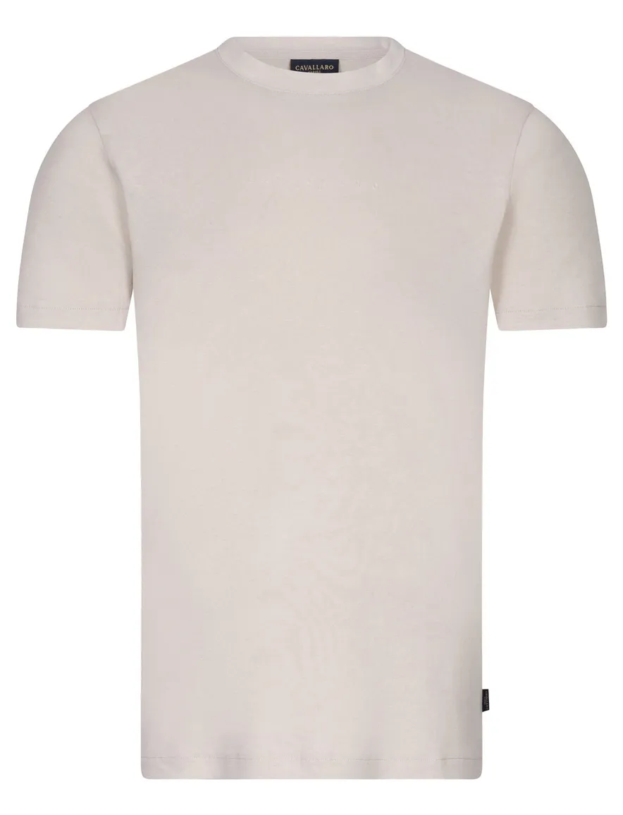 Cavallaro Bruno t-shirt beige effen slim fit katoen
