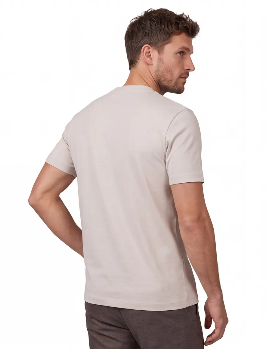 Cavallaro Bruno t-shirt beige effen slim fit katoen