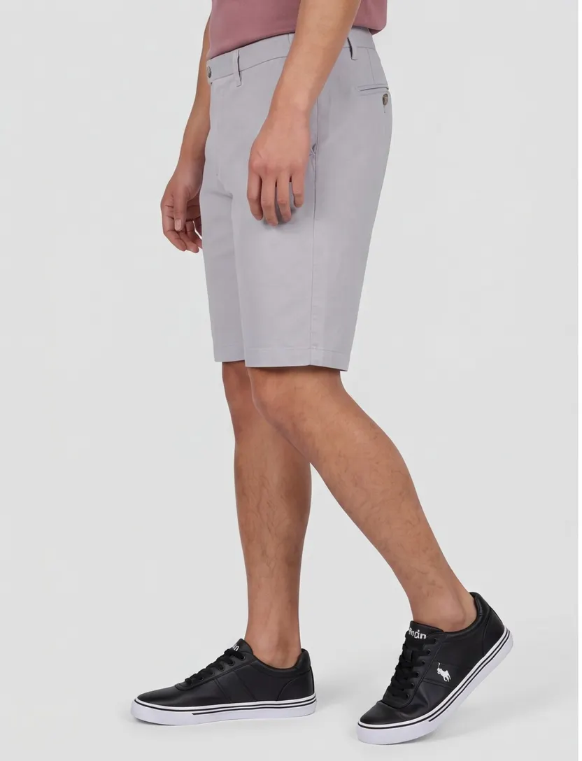 katoenen Bermuda Cavallaro Filo grijs effen slim fit