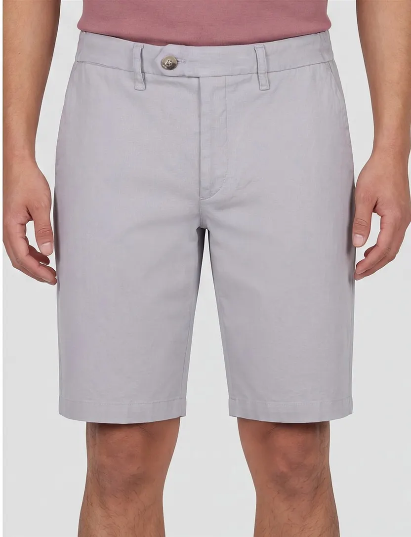 katoenen Bermuda Cavallaro Filo grijs effen slim fit