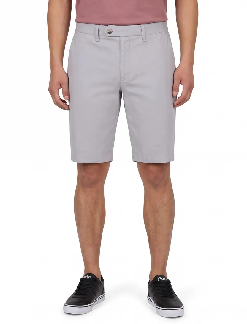 katoenen Bermuda Cavallaro Filo grijs effen slim fit