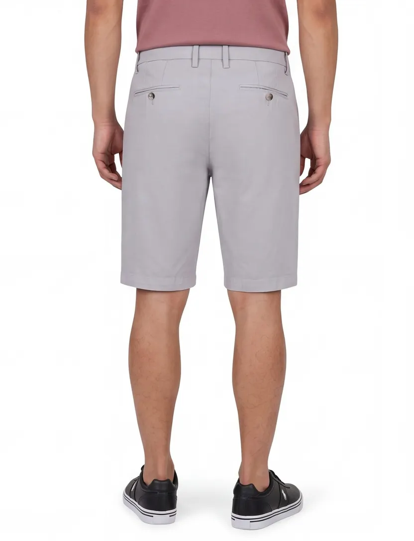 katoenen Bermuda Cavallaro Filo grijs effen slim fit