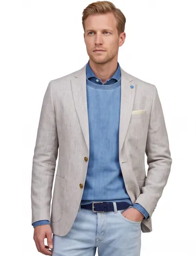 Scotland Blue Scotland Blue half jacket drop 7,5 colbert grijs gestreept