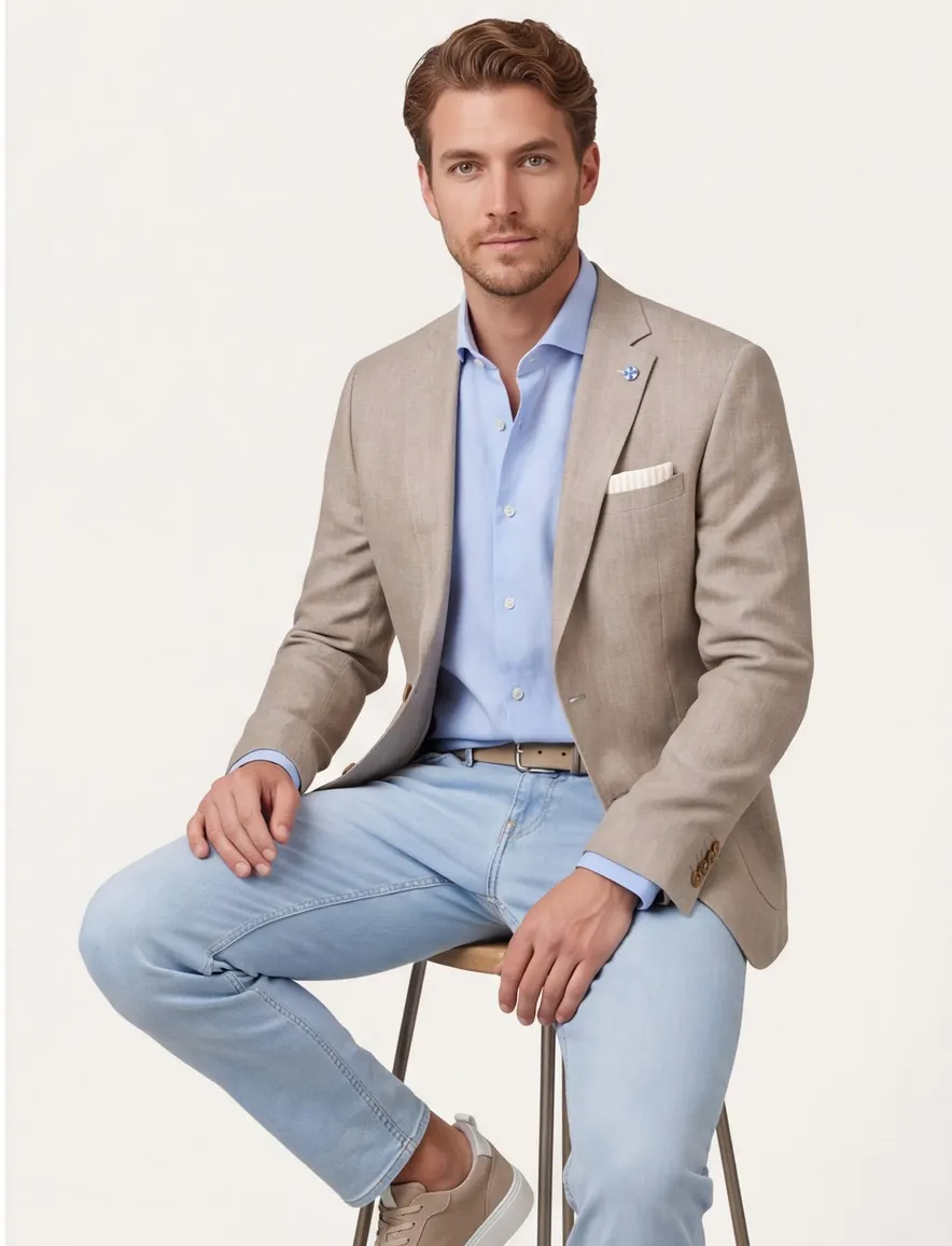 Scotland Blue colbert Leek Jacket Drop beige