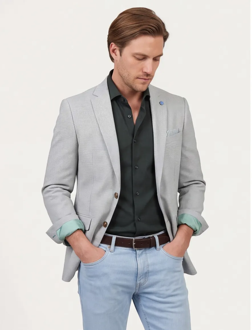 Scotland Blue colbert groen grou jacket drop 7.5 geruit