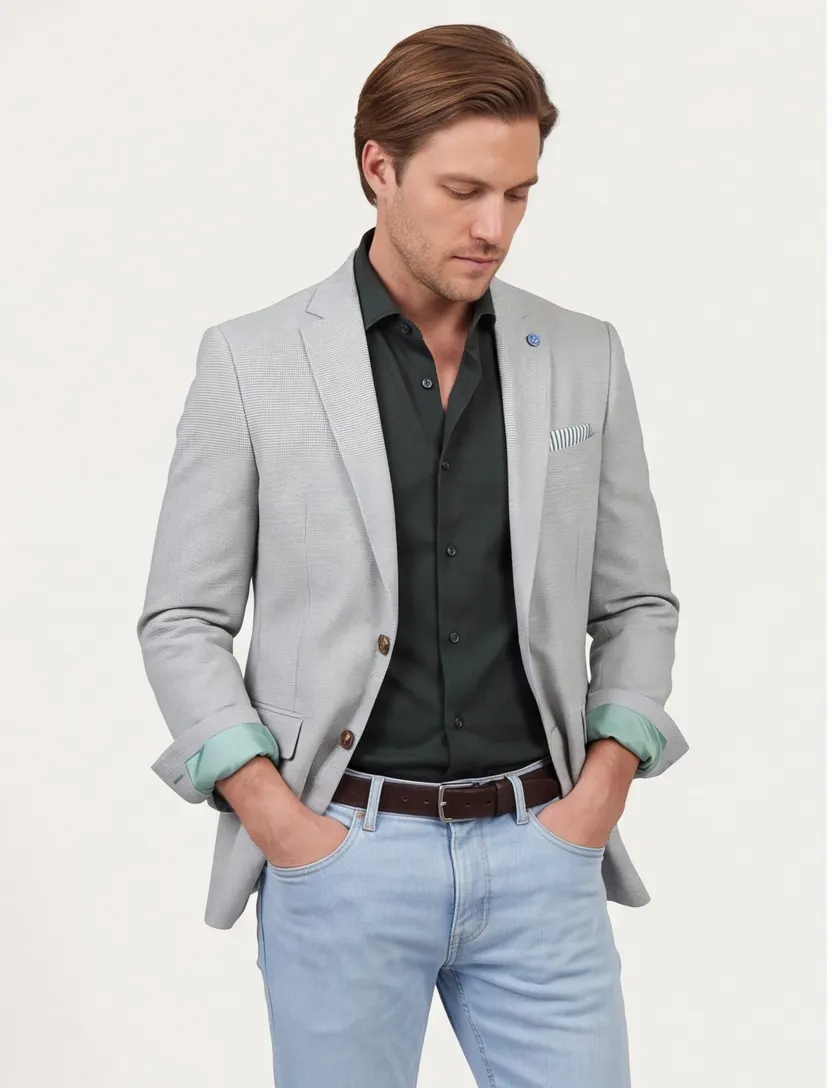Scotland Blue colbert groen grou jacket drop 7.5 katoen