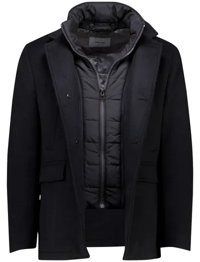 Pierre Cardin Pierre Cardin winterjas zwart PC-Colyn effen