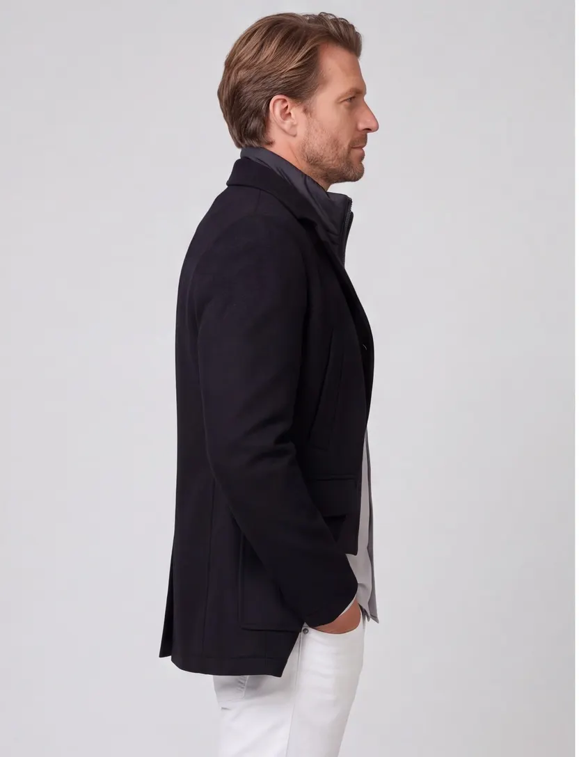 Pierre Cardin winterjas zwart PC-Colyn zonder capuchon