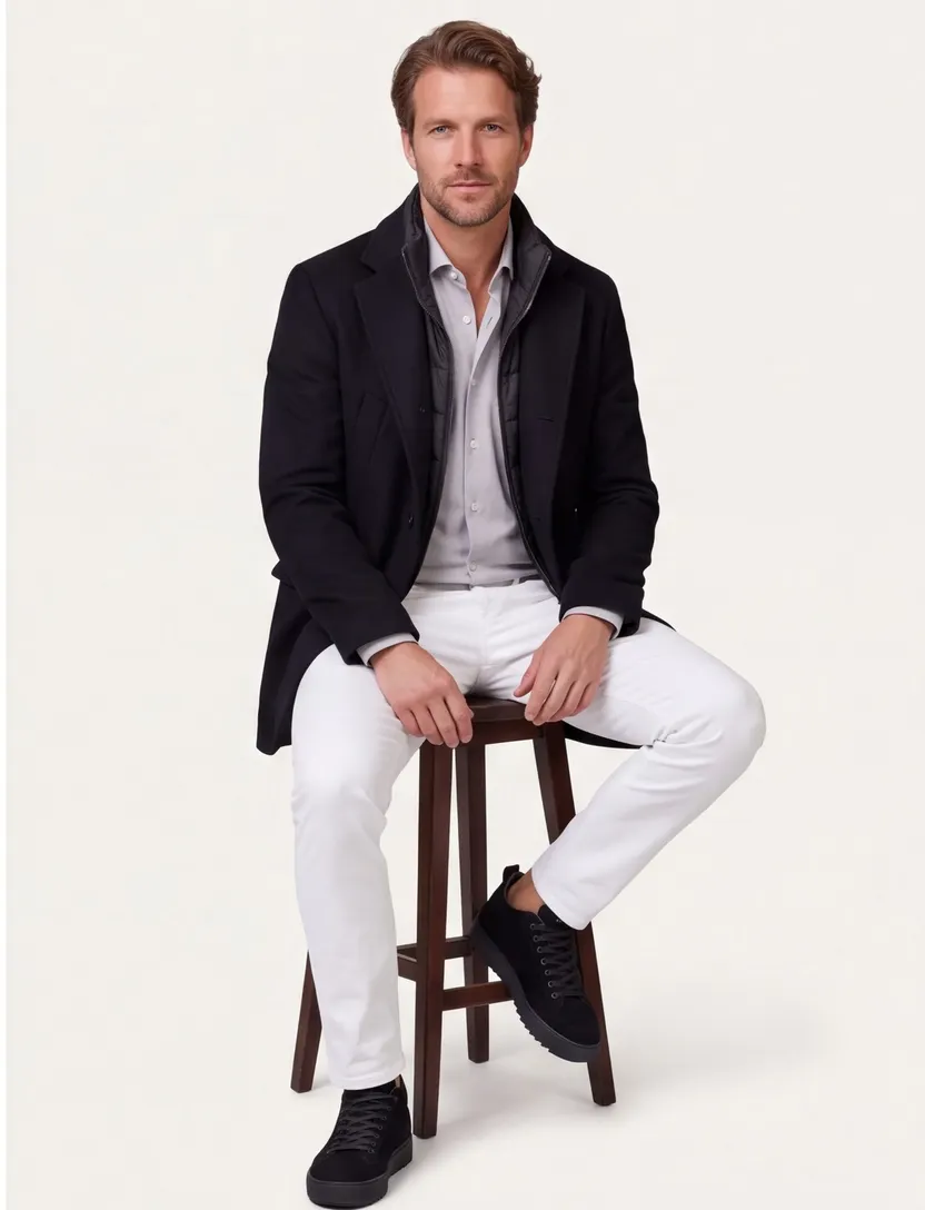 Pierre Cardin winterjas zwart PC-Colyn zonder capuchon