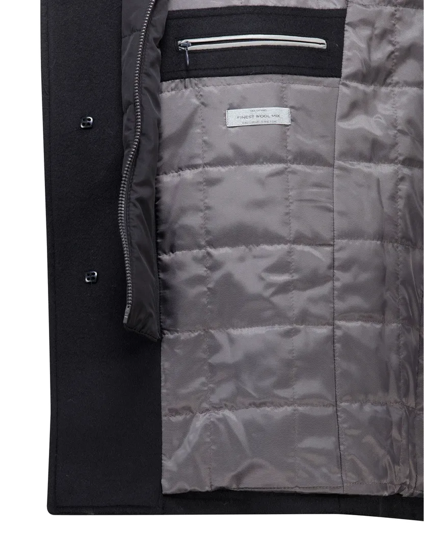 Pierre Cardin winterjas zwart PC-Colyn zonder capuchon