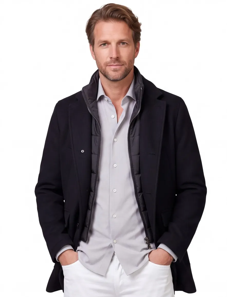 Pierre Cardin winterjas zwart PC-Colyn effen